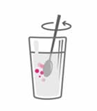 Préparation d'une dose de Femannose®PLUS dans un verre d'eau